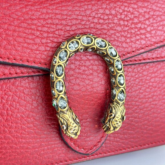 Gucci Red Leather Super Mini Dionysus Shoulder Bag Crossbody - Picture 5 of 6